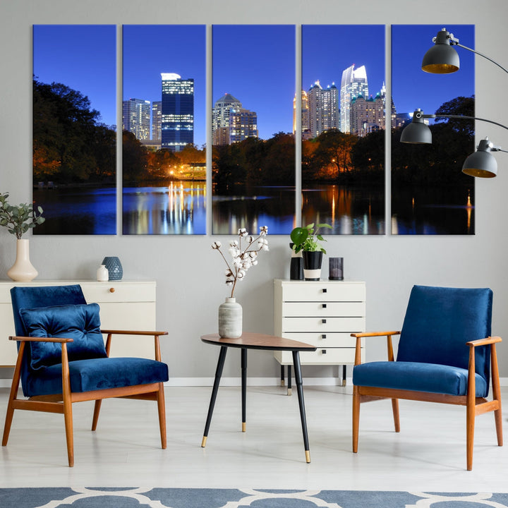 Atlanta Skyscrapers Night Skyline Cityscape XLarge Wall Art Canvas Print