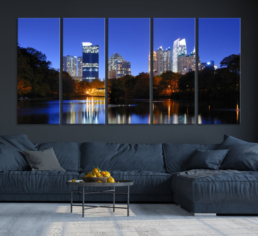 Atlanta Skyscrapers Night Skyline Cityscape XLarge Wall Art Canvas Print