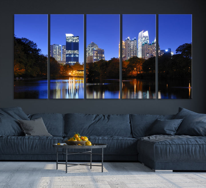 Atlanta Skyscrapers Night Skyline Cityscape XLarge Wall Art Canvas Print