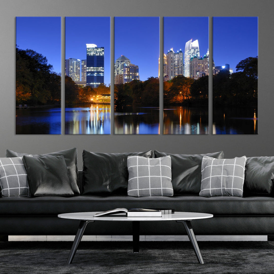 Atlanta Skyscrapers Night Skyline Cityscape XLarge Wall Art Canvas Print