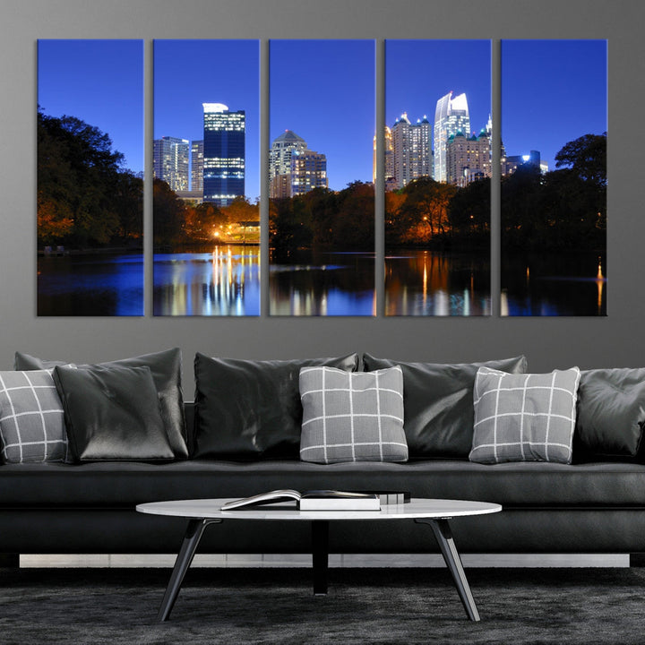 Atlanta Skyscrapers Night Skyline Cityscape XLarge Wall Art Canvas Print