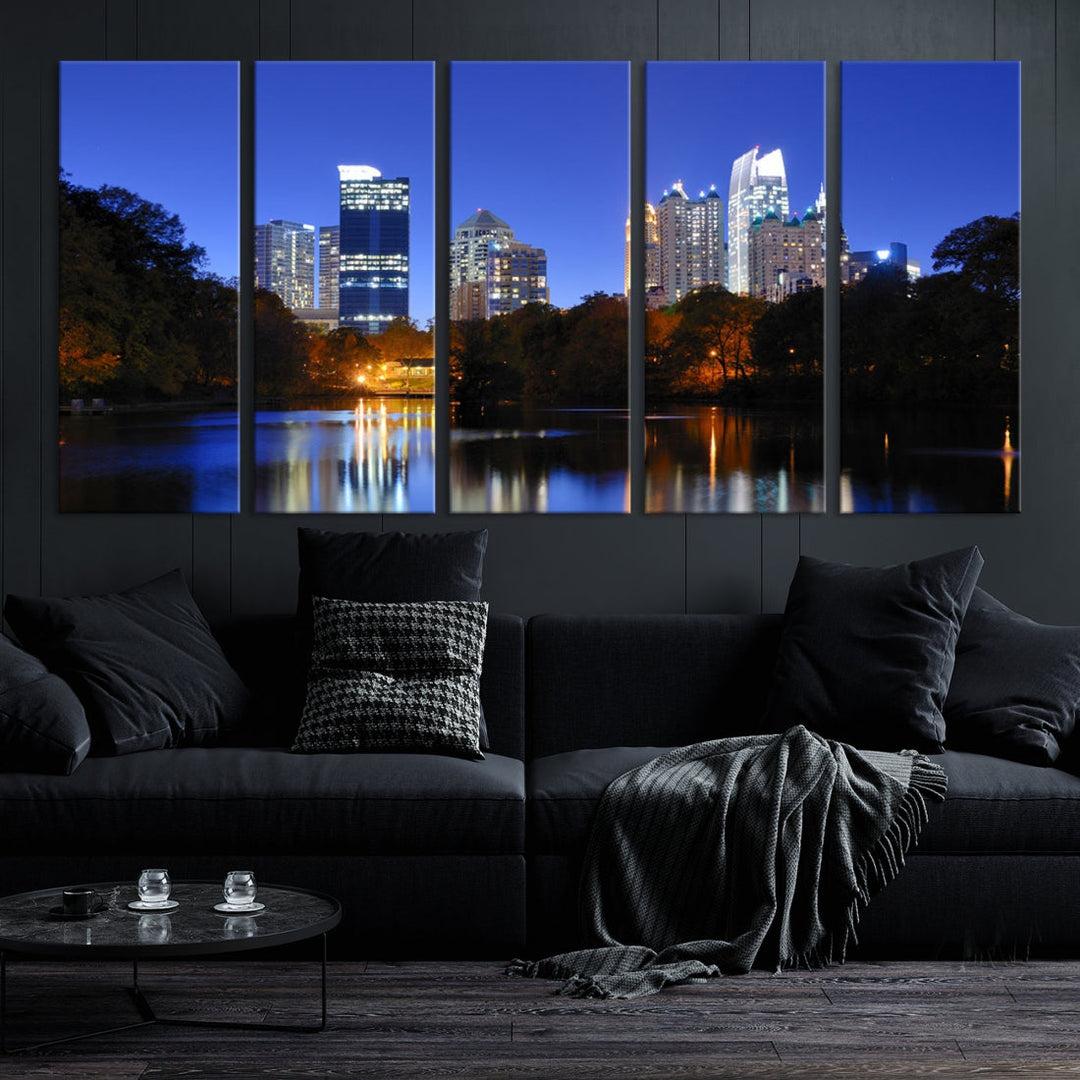 Atlanta Skyscrapers Night Skyline Cityscape XLarge Wall Art Canvas Print