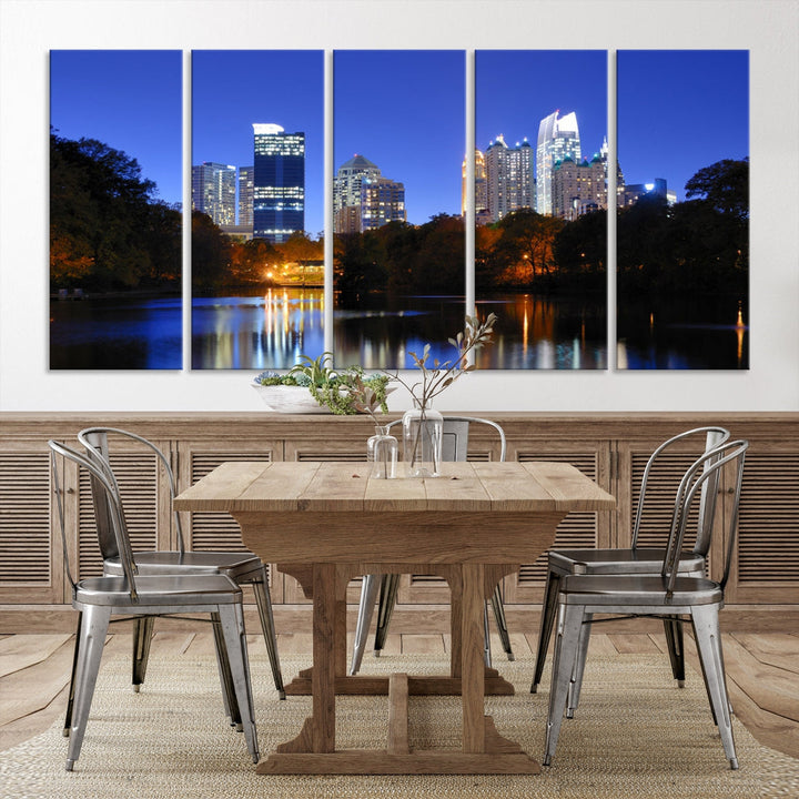 Atlanta Skyscrapers Night Skyline Cityscape XLarge Wall Art Canvas Print