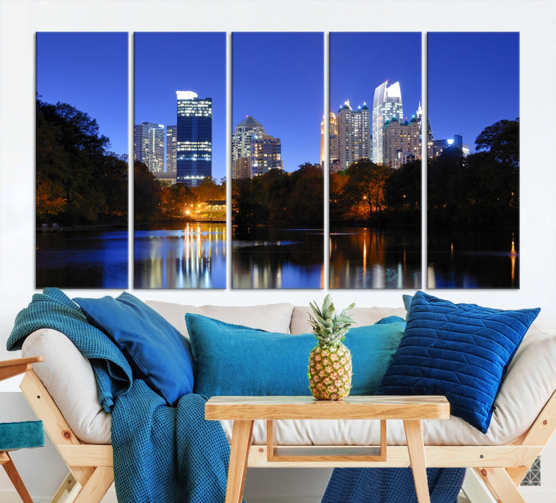 Atlanta Skyscrapers Night Skyline Cityscape XLarge Wall Art Canvas Print