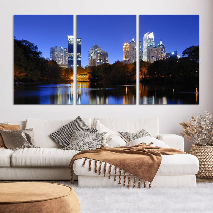 Atlanta Skyscrapers Night Skyline Cityscape XLarge Wall Art Canvas Print