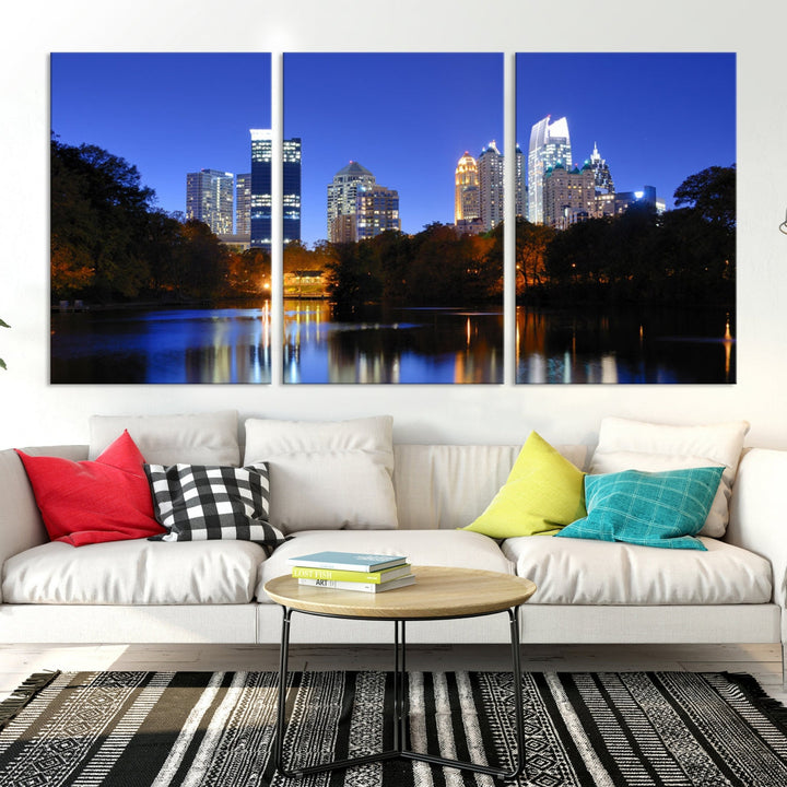 Atlanta Skyscrapers Night Skyline Cityscape XLarge Wall Art Canvas Print