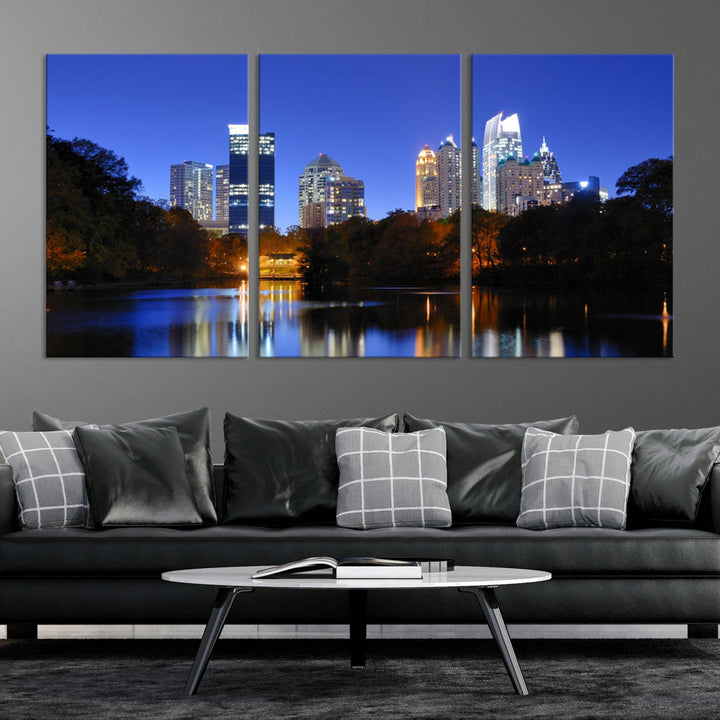 Atlanta Skyscrapers Night Skyline Cityscape XLarge Wall Art Canvas Print