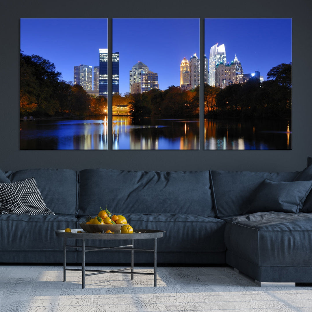 Atlanta Skyscrapers Night Skyline Cityscape XLarge Wall Art Canvas Print