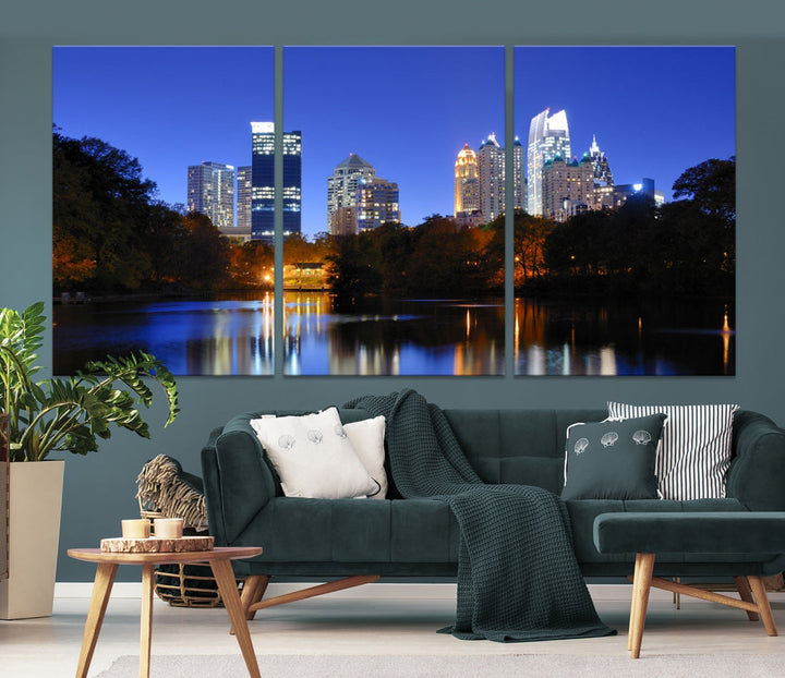 Atlanta Skyscrapers Night Skyline Cityscape XLarge Wall Art Canvas Print