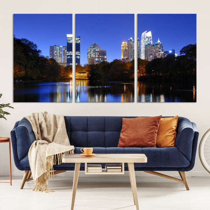 Atlanta Skyscrapers Night Skyline Cityscape XLarge Wall Art Canvas Print