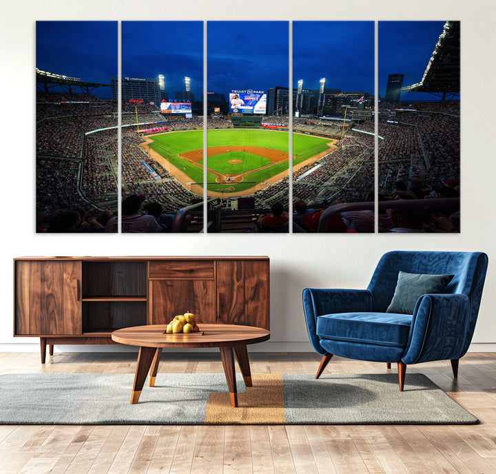 Atlanta Truist Park Braves Baseball Stadium Play Game Wall Art Set Print for Sports Room Wall Art Decor Framed Wall Art Ready to Hang