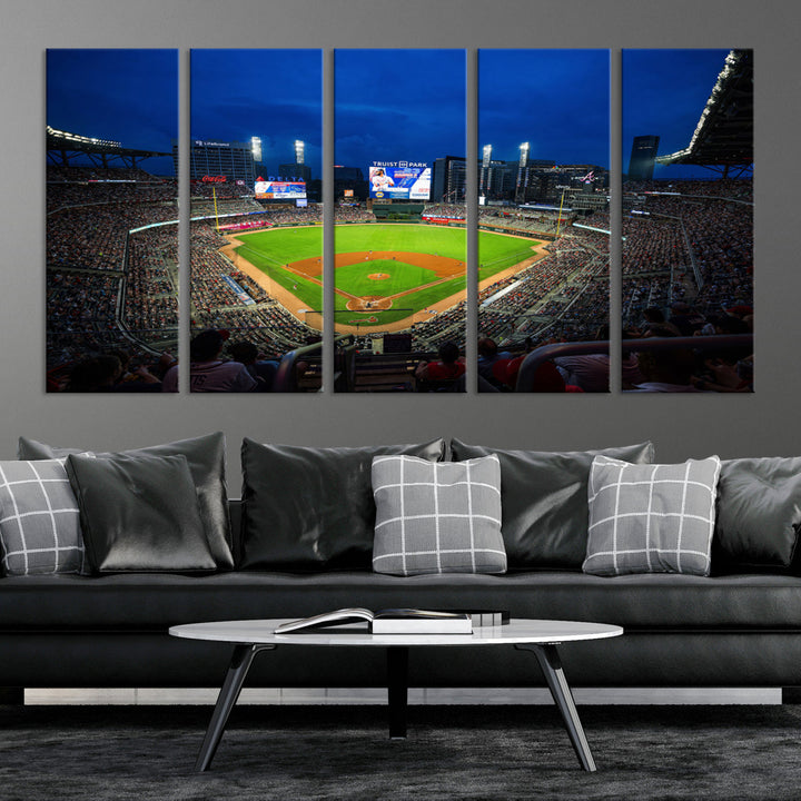 Atlanta Truist Park Braves Baseball Stadium Play Game Wall Art Set Print for Sports Room Wall Art Decor Framed Wall Art Ready to Hang