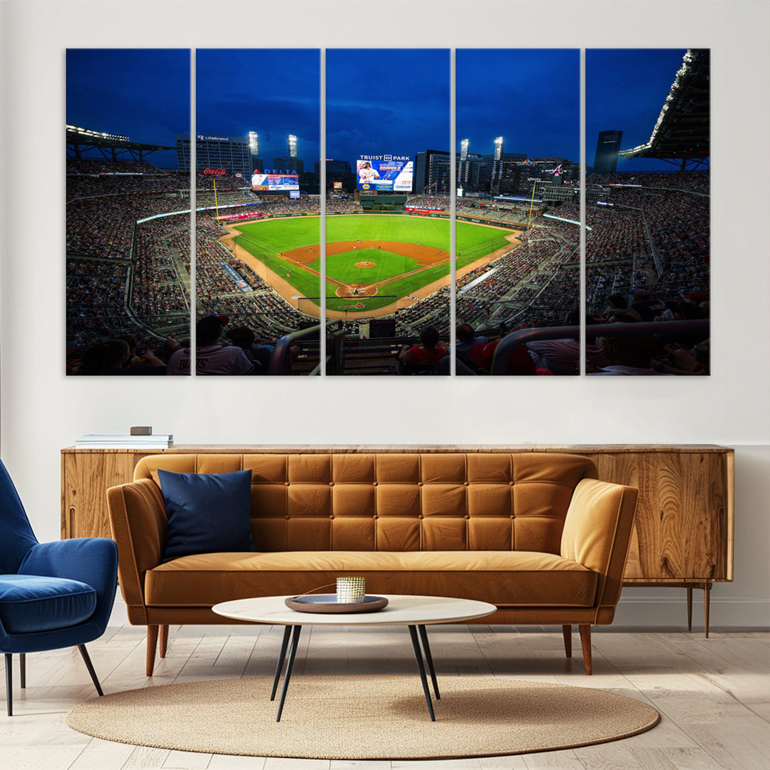 Atlanta Truist Park Braves Baseball Stadium Play Game Wall Art Set Print for Sports Room Wall Art Decor Framed Wall Art Ready to Hang