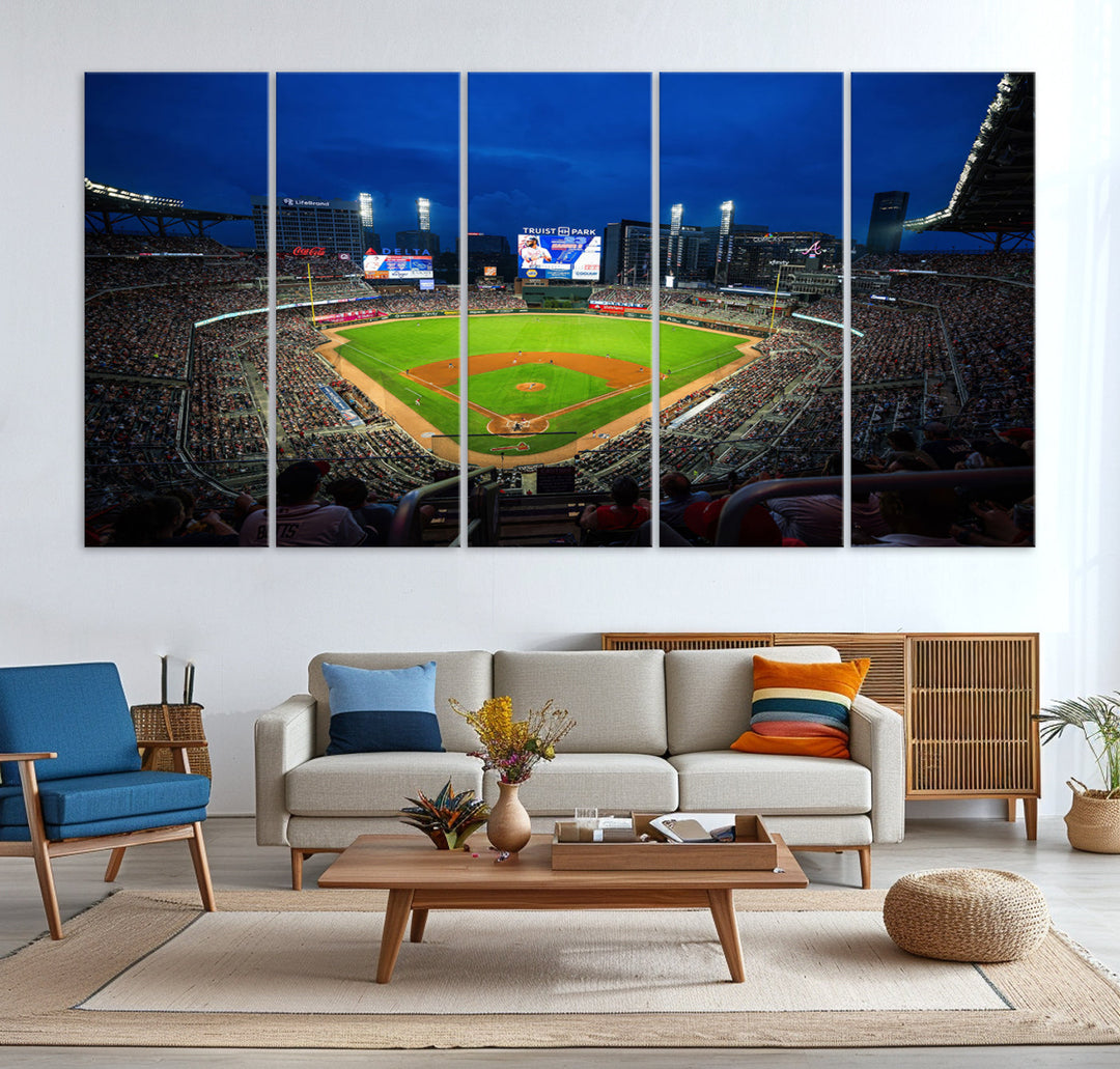 Atlanta Truist Park Braves Baseball Stadium Play Game Wall Art Set Print for Sports Room Wall Art Decor Framed Wall Art Ready to Hang