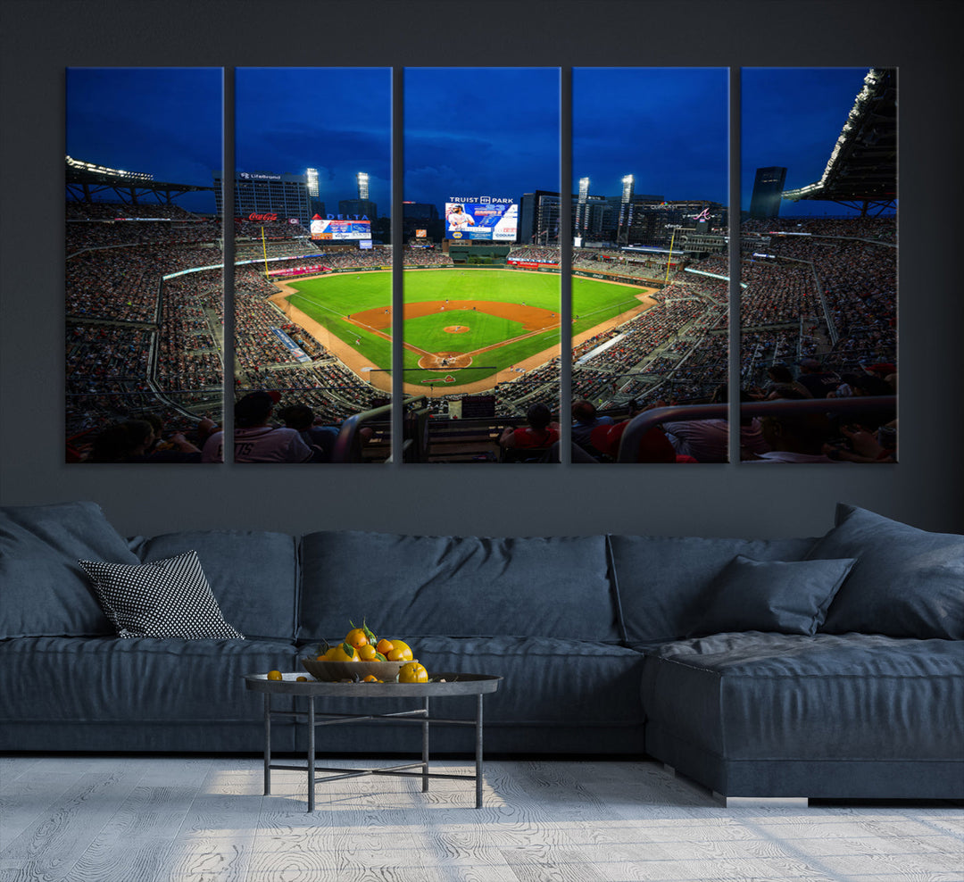 Atlanta Truist Park Braves Baseball Stadium Play Game Wall Art Set Print for Sports Room Wall Art Decor Framed Wall Art Ready to Hang