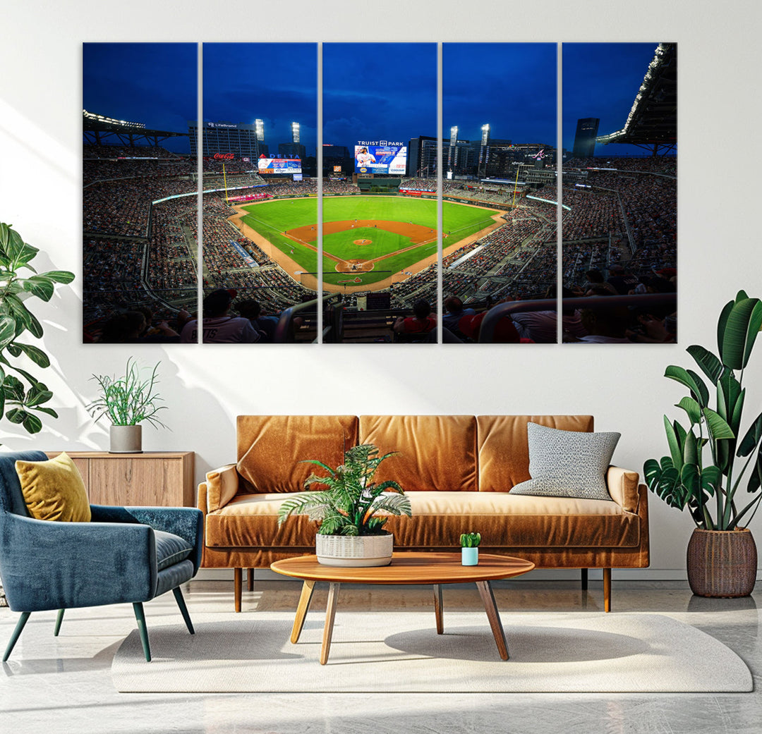 Atlanta Truist Park Braves Baseball Stadium Play Game Wall Art Set Print for Sports Room Wall Art Decor Framed Wall Art Ready to Hang