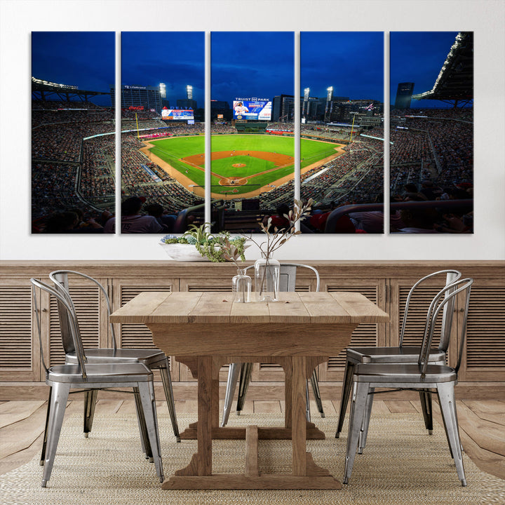 Atlanta Truist Park Braves Baseball Stadium Play Game Wall Art Set Print for Sports Room Wall Art Decor Framed Wall Art Ready to Hang