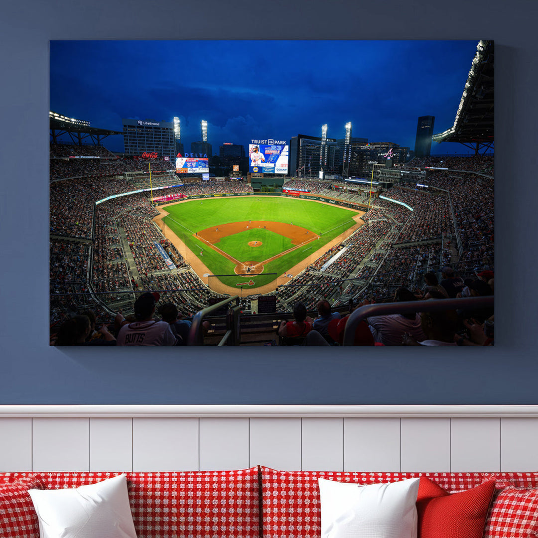 Atlanta Truist Park Braves Baseball Stadium Play Game Wall Art Set Print for Sports Room Wall Art Decor Framed Wall Art Ready to Hang