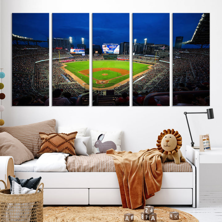 Atlanta Truist Park Braves Baseball Stadium Play Game Wall Art Set Print for Sports Room Wall Art Decor Framed Wall Art Ready to Hang