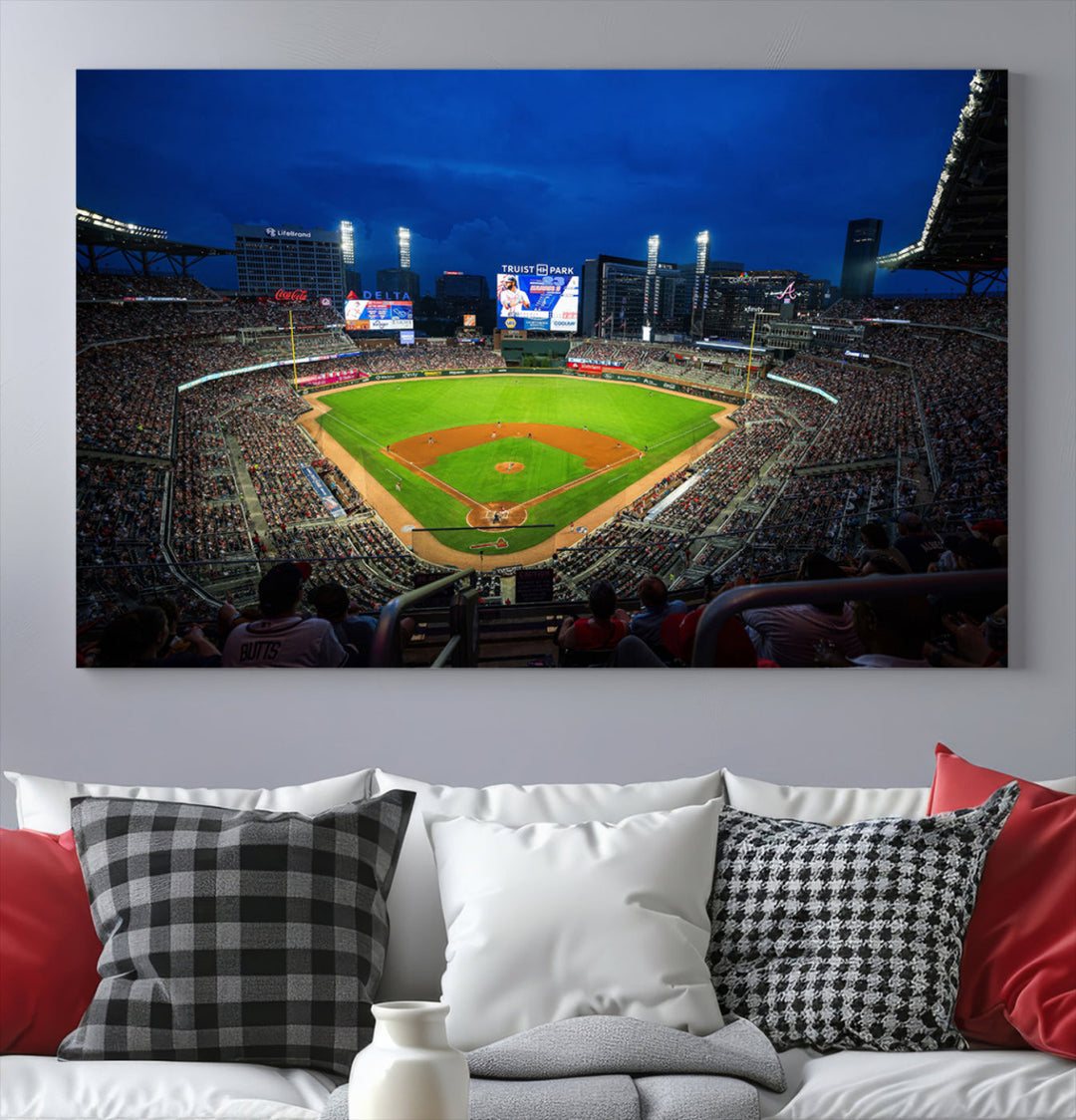 Atlanta Truist Park Braves Baseball Stadium Play Game Wall Art Set Print for Sports Room Wall Art Decor Framed Wall Art Ready to Hang