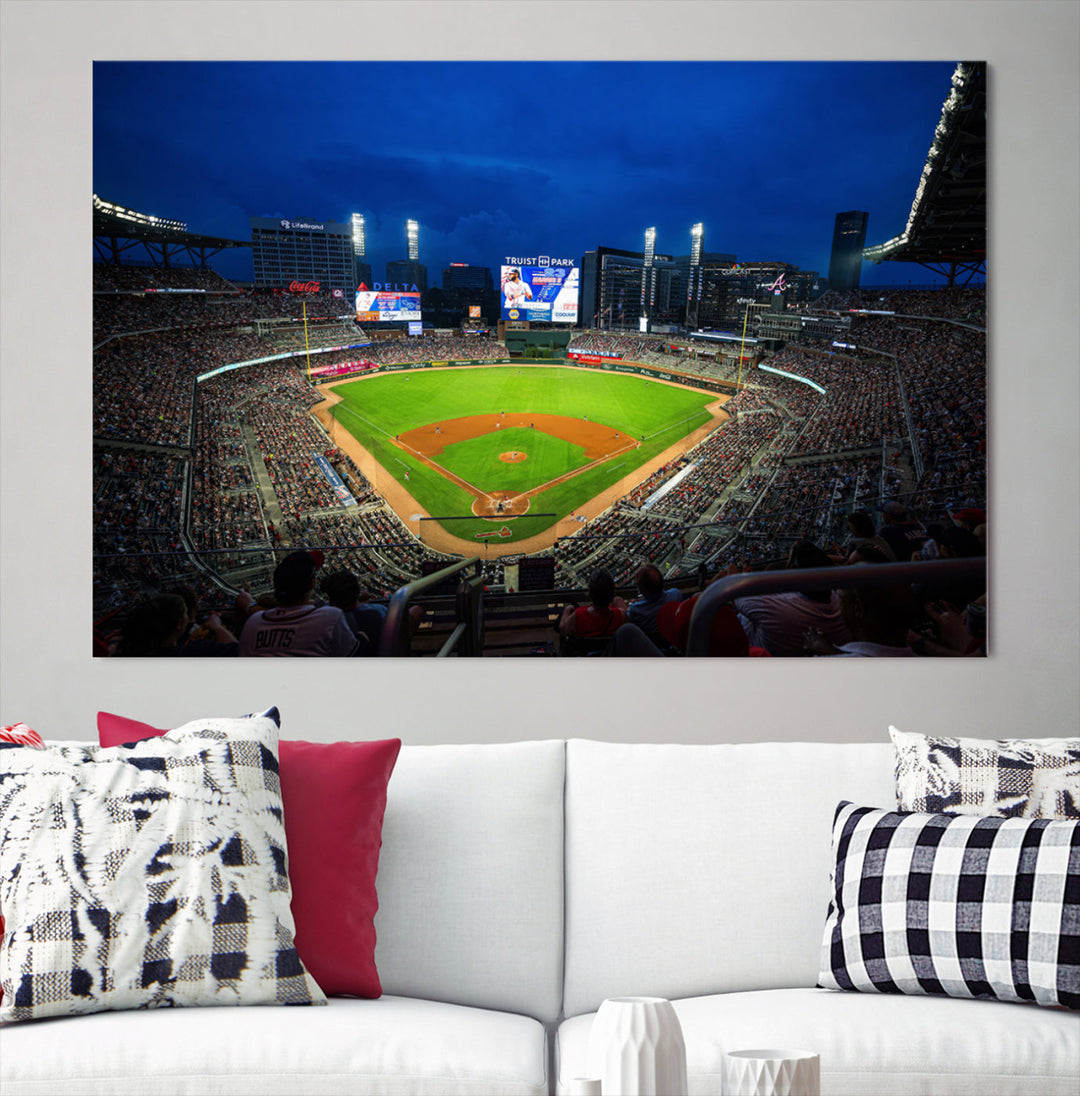 Atlanta Truist Park Braves Baseball Stadium Play Game Wall Art Set Print for Sports Room Wall Art Decor Framed Wall Art Ready to Hang