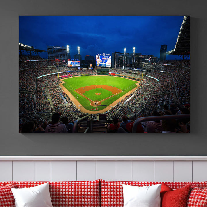 Atlanta Truist Park Braves Baseball Stadium Play Game Wall Art Set Print for Sports Room Wall Art Decor Framed Wall Art Ready to Hang