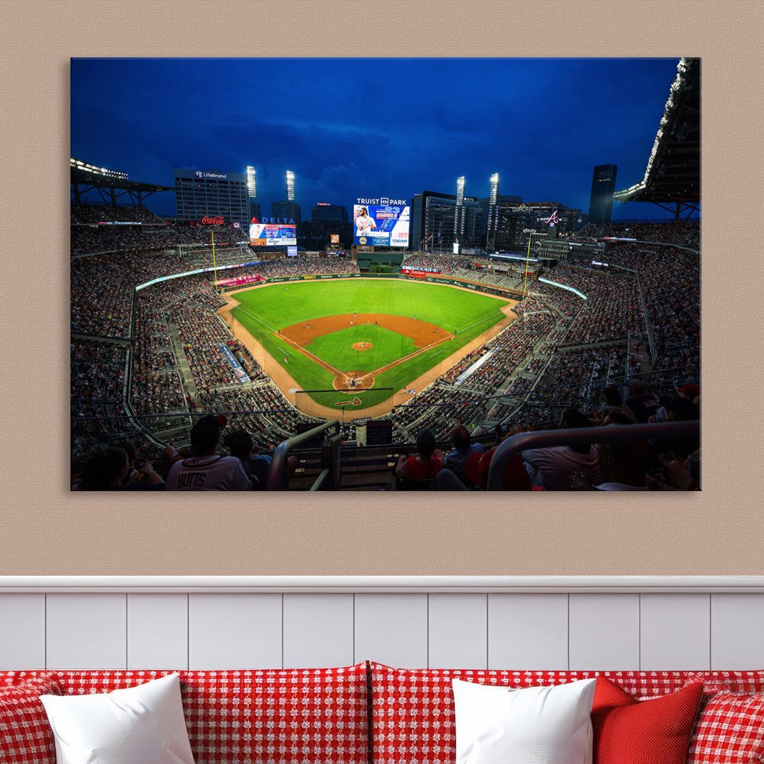 Atlanta Truist Park Braves Baseball Stadium Play Game Wall Art Set Print for Sports Room Wall Art Decor Framed Wall Art Ready to Hang