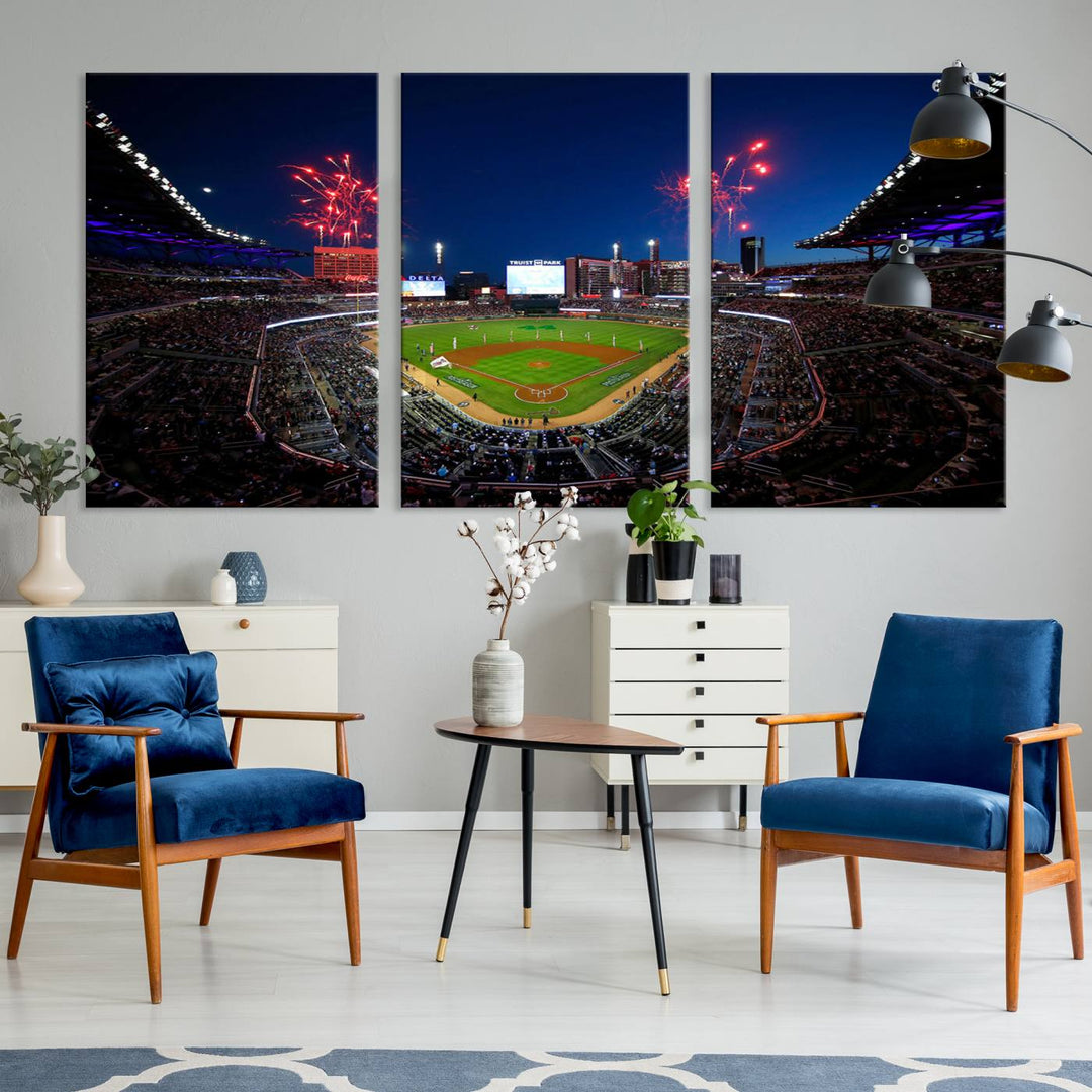 Atlanta Truist Park Braves Baseball Stadium Wall Art Canvas Print