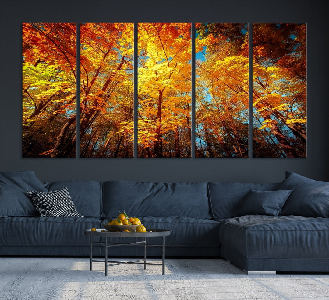 Autumn Forest View Fall Landscape Giclee Extra Large Wall Art Canvas Print