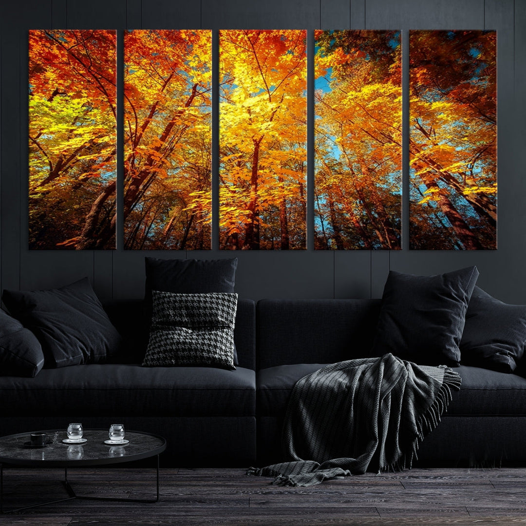 Autumn Forest View Fall Landscape Giclee Extra Large Wall Art Canvas Print