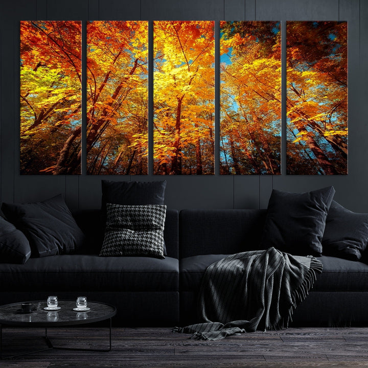 Autumn Forest View Fall Landscape Giclee Extra Large Wall Art Canvas Print