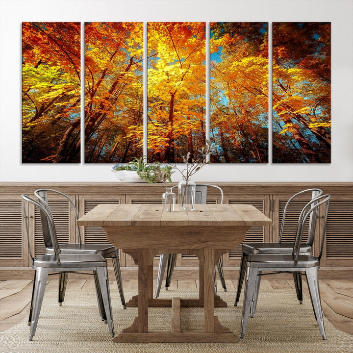 Autumn Forest View Fall Landscape Giclee Extra Large Wall Art Canvas Print