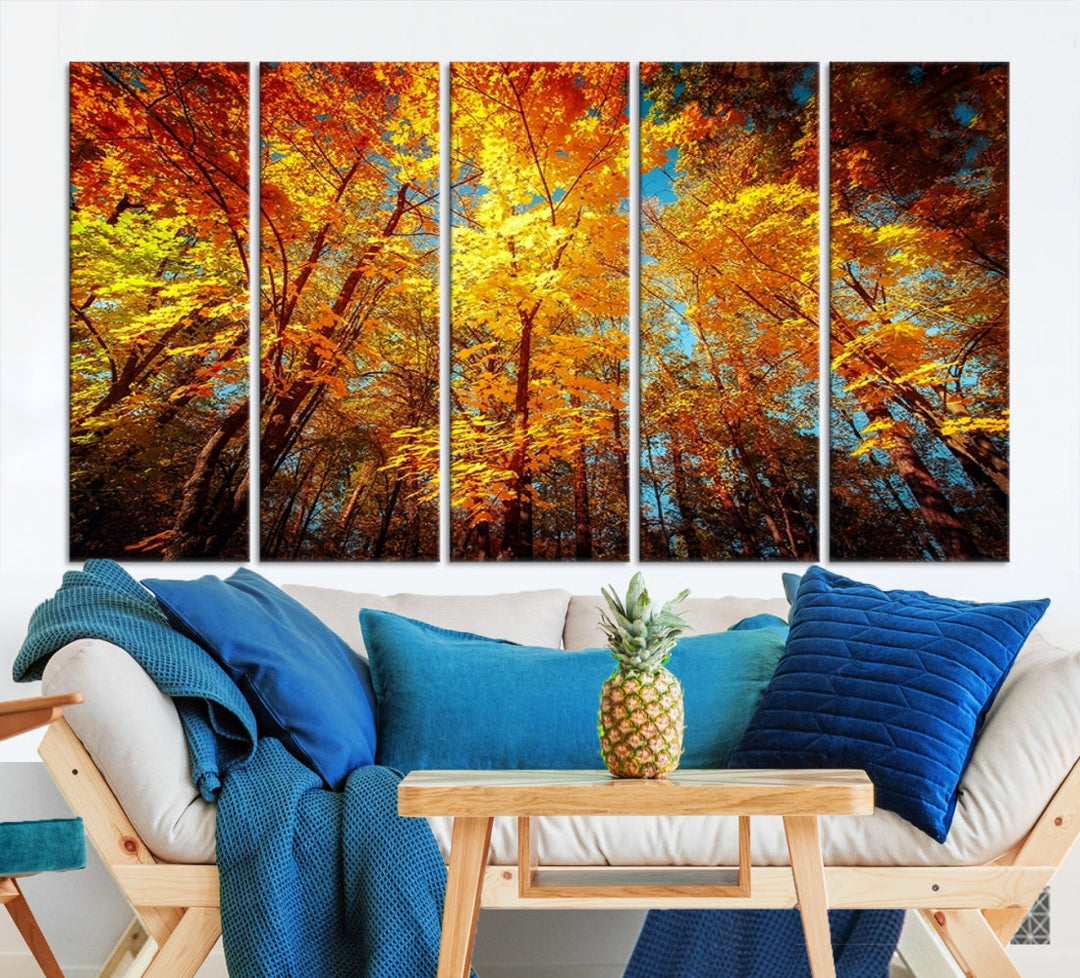 Autumn Forest View Fall Landscape Giclee Extra Large Wall Art Canvas Print