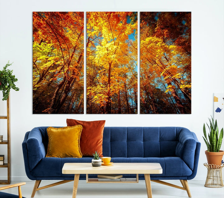 Autumn Forest View Fall Landscape Giclee Extra Large Wall Art Canvas Print