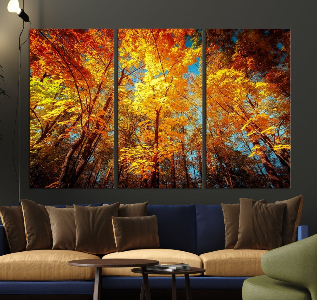 Autumn Forest View Fall Landscape Giclee Extra Large Wall Art Canvas Print