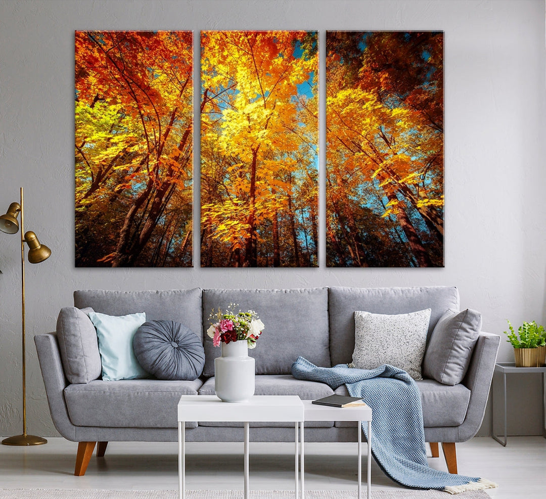 Autumn Forest View Fall Landscape Giclee Extra Large Wall Art Canvas Print