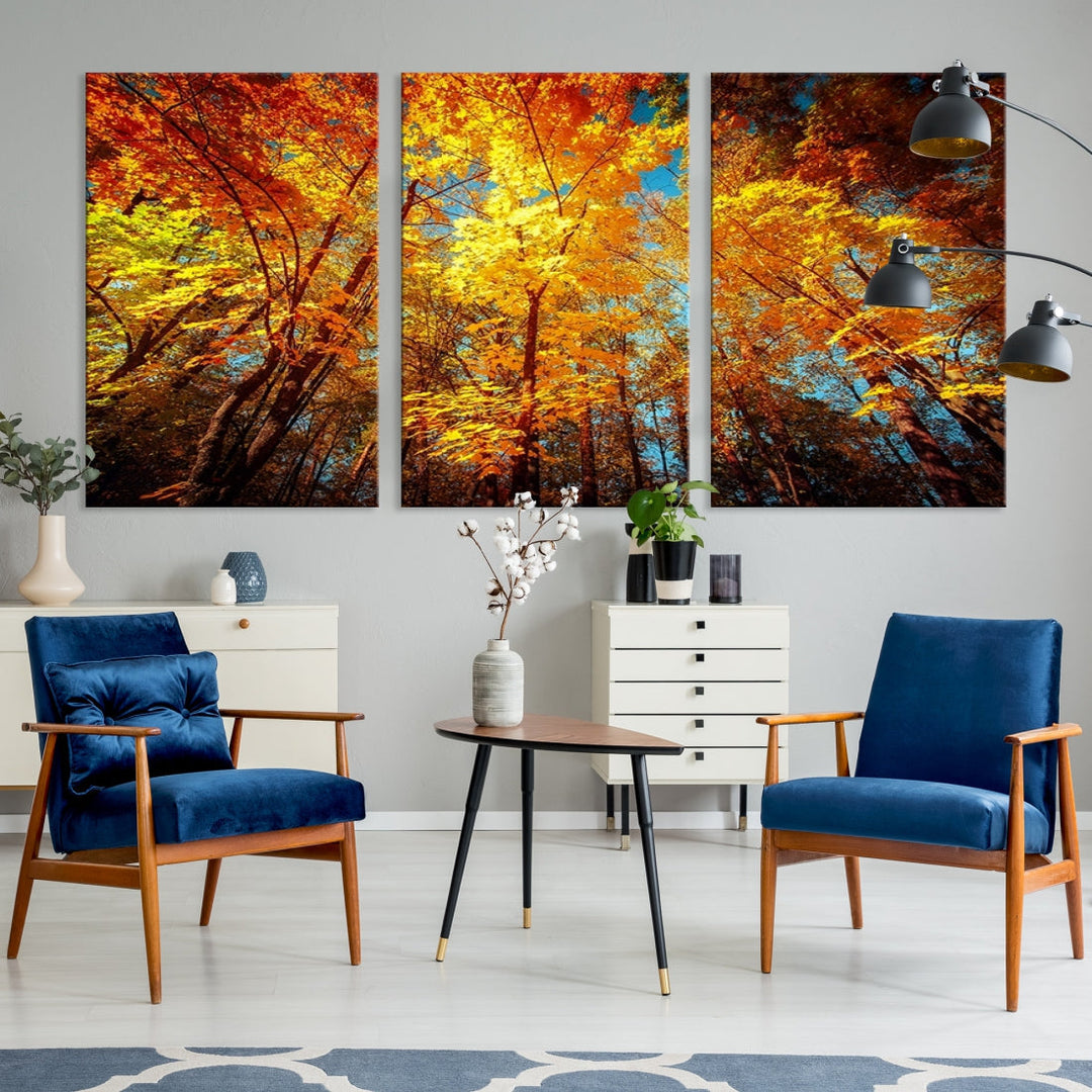 Autumn Forest View Fall Landscape Giclee Extra Large Wall Art Canvas Print