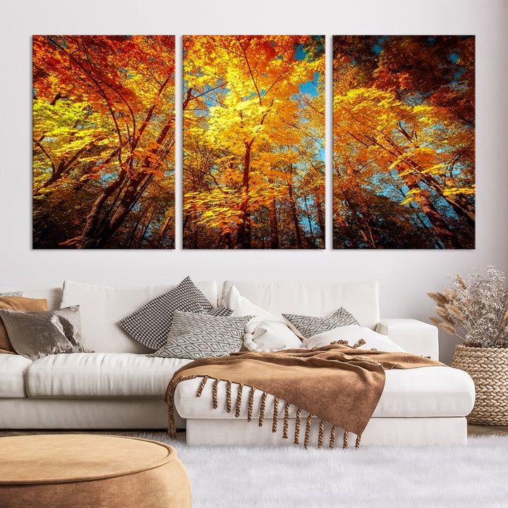 Autumn Forest View Fall Landscape Giclee Extra Large Wall Art Canvas Print