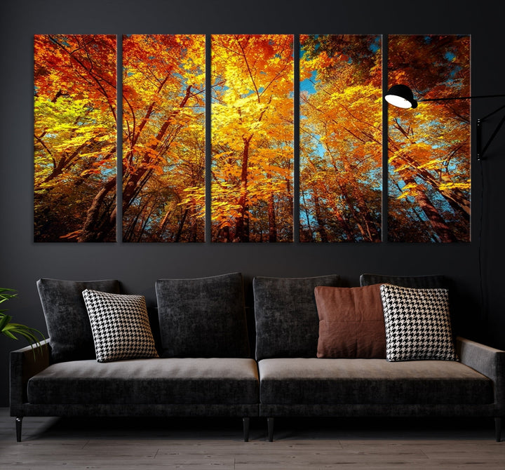 Autumn Forest View Fall Landscape Giclee Extra Large Wall Art Canvas Print