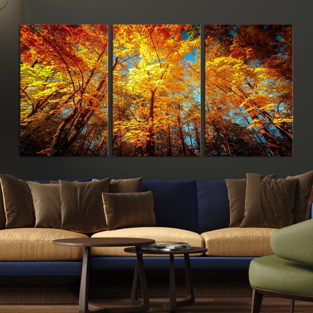 Autumn Forest View Fall Landscape Giclee Extra Large Wall Art Canvas Print