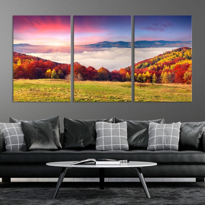 Autumn Mountain and Trees in Forest Canvas Print