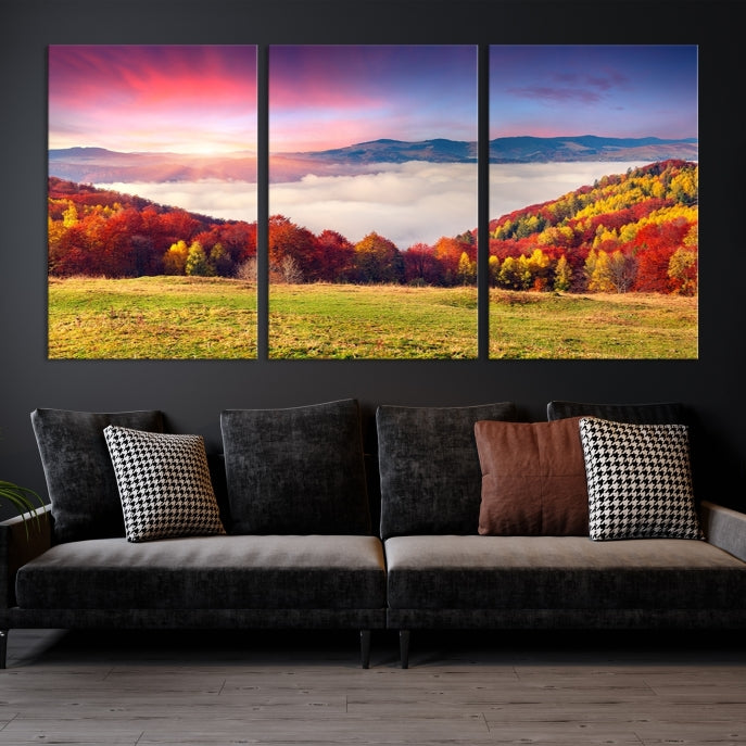 Autumn Mountain and Trees in Forest Canvas Print