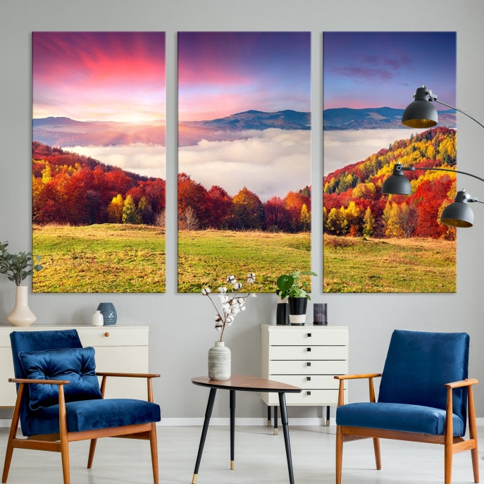 Autumn Mountain and Trees in Forest Canvas Print