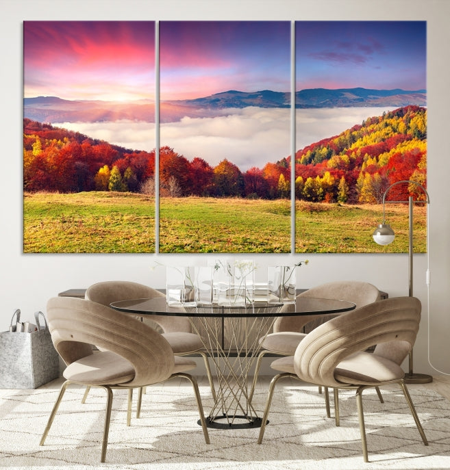 Autumn Mountain and Trees in Forest Canvas Print