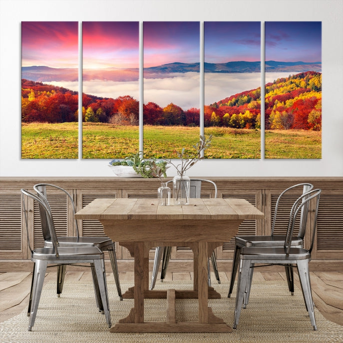 Autumn Mountain and Trees in Forest Canvas Print