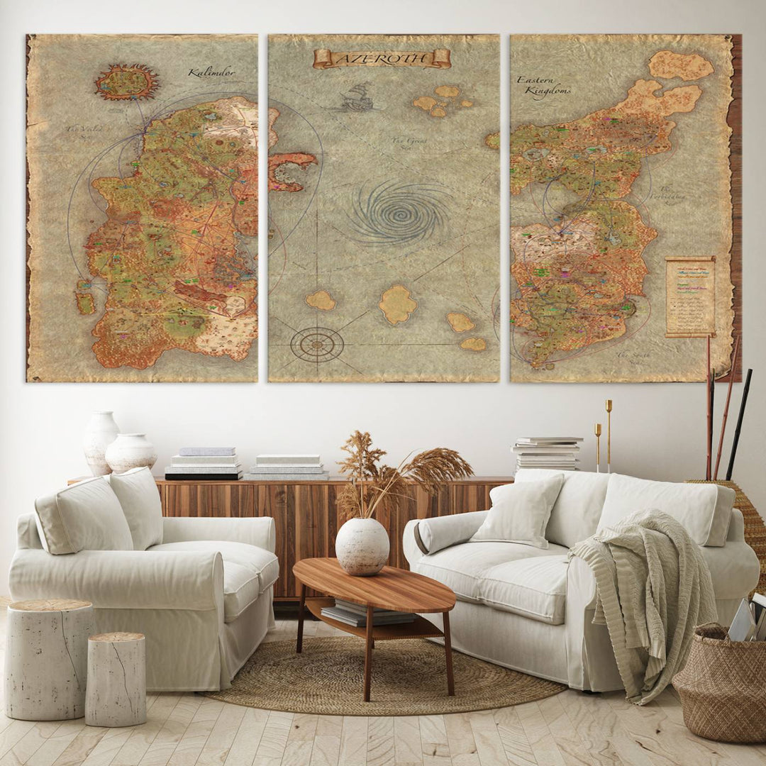 Azeroth Map Wall Art Canvas Print