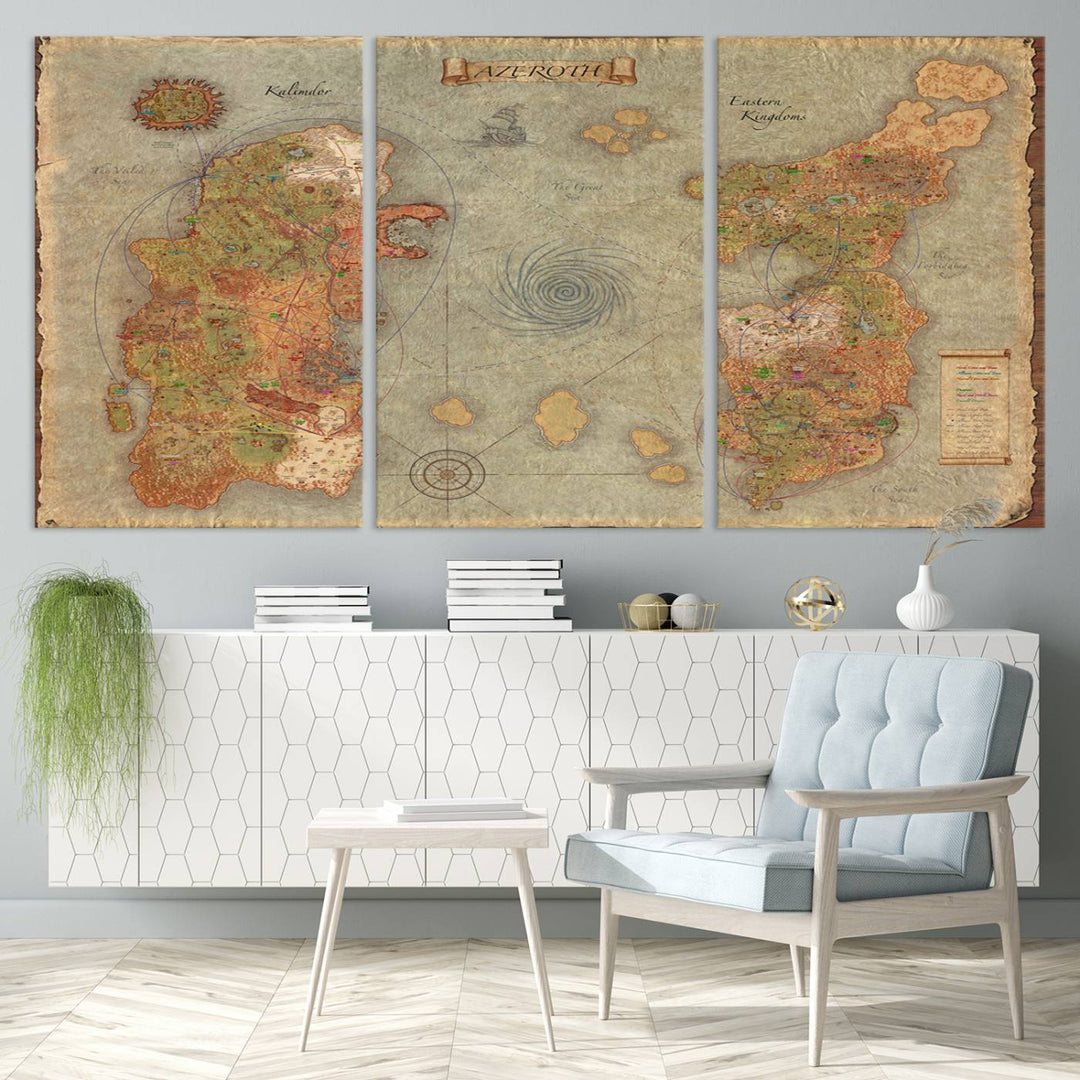 Azeroth Map Wall Art Canvas Print