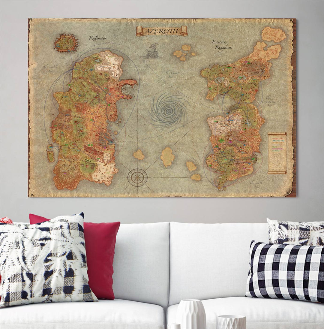 Azeroth Map Wall Art Canvas Print