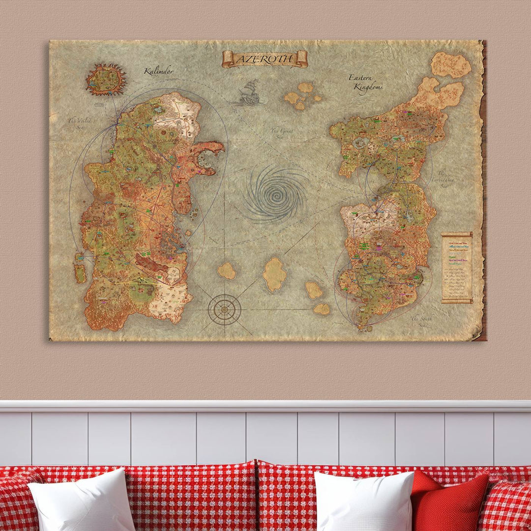 Azeroth Map Wall Art Canvas Print