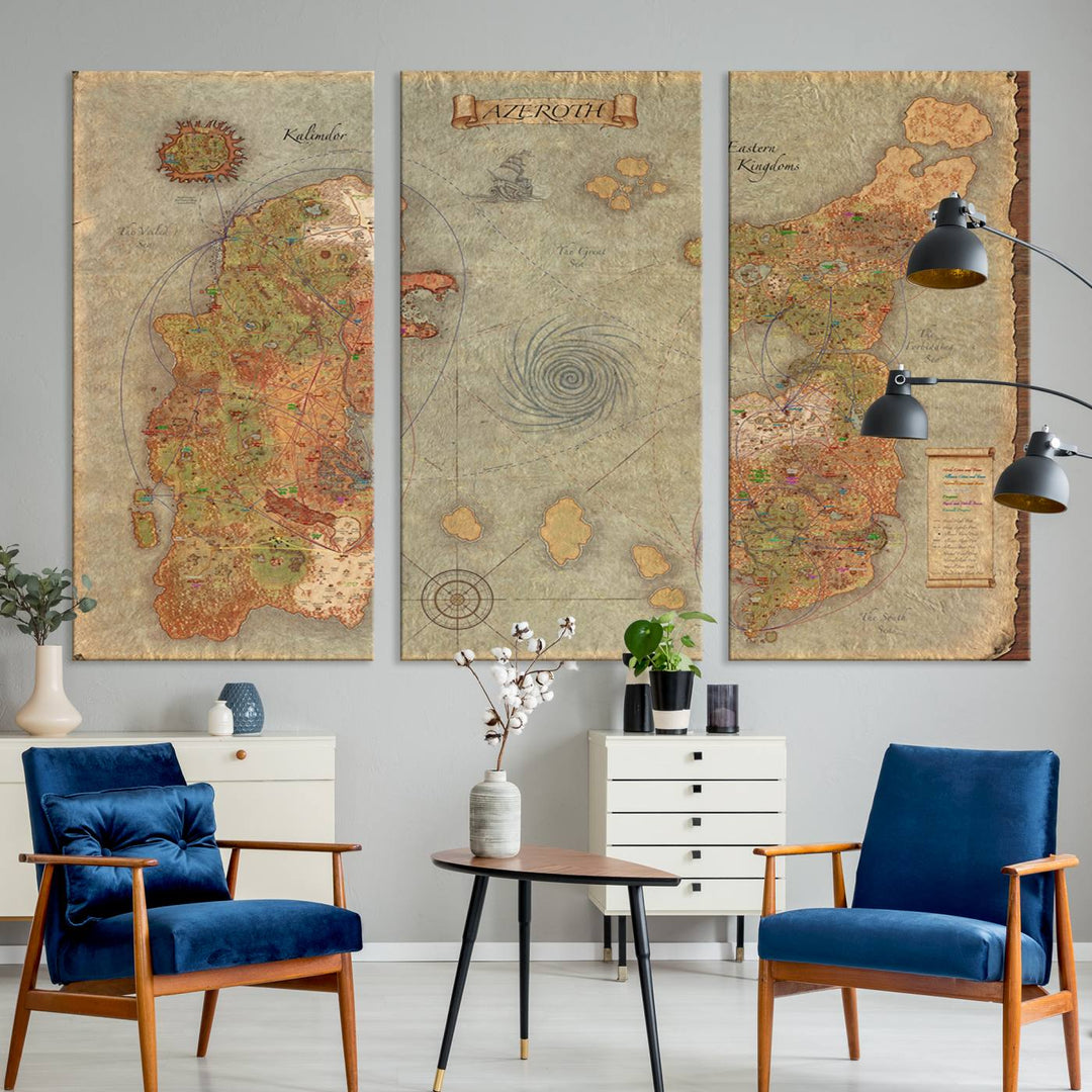 Azeroth Map Wall Art Canvas Print